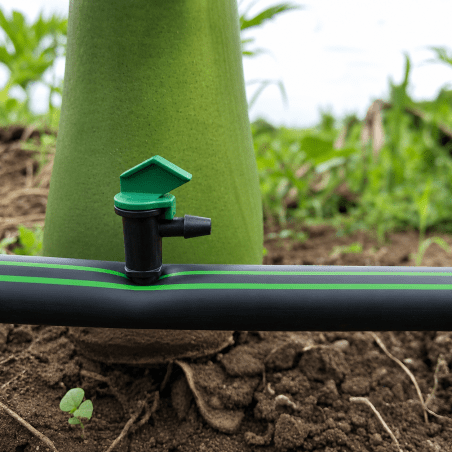 Close-up of irrigation dripper watering plants