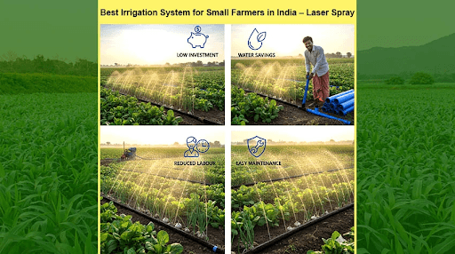 Rain Pipe Rain Hose Laser Spray irrigation system helping farmers save investment, water, labour, and maintenance costs.
