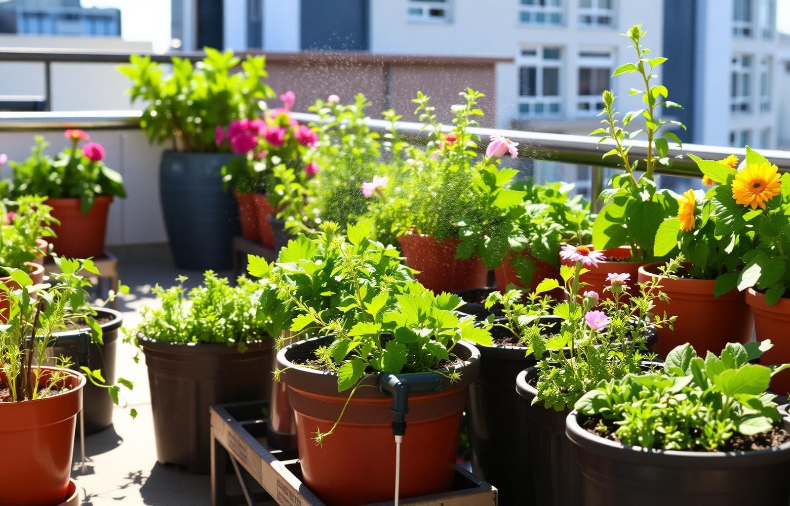 Terrace garden with drip irrigation